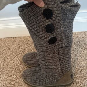 UGG Tan and Gray Knit Boots